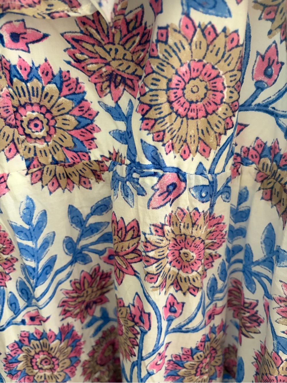 J. Crew White Midi Dress with Blue and Pink Floral Print Size Large - Picture 5 of 5